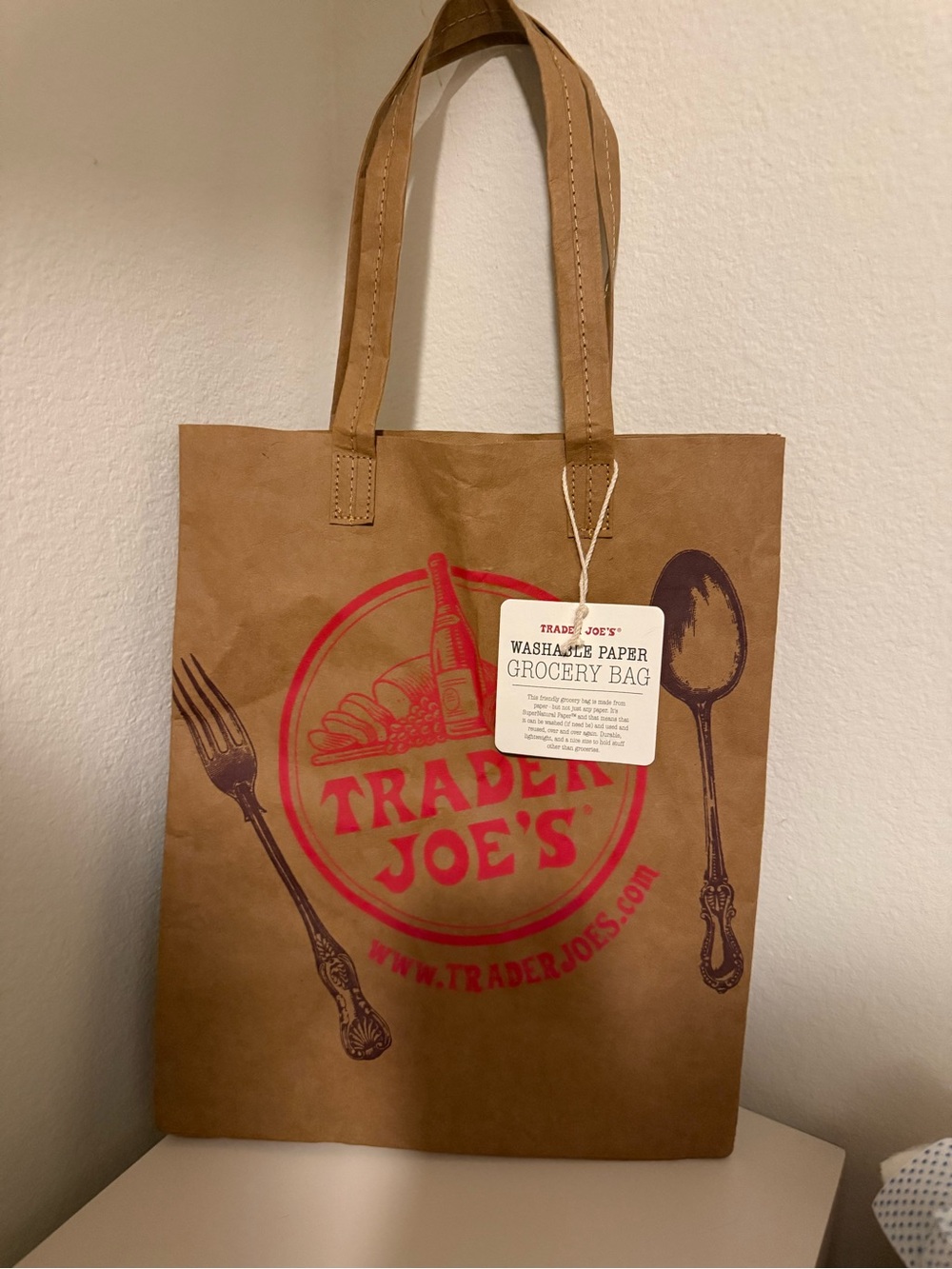 Trader Joe's Brown Washable Paper Tote Bag